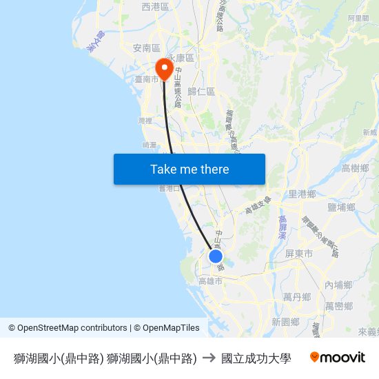 獅湖國小(鼎中路) 獅湖國小(鼎中路) to 國立成功大學 map