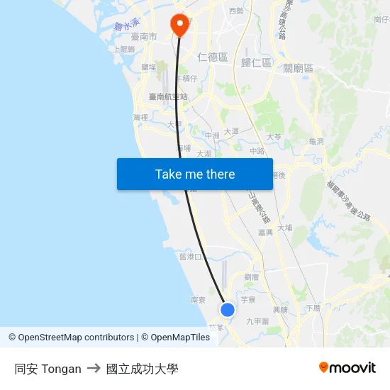 同安 Tongan to 國立成功大學 map