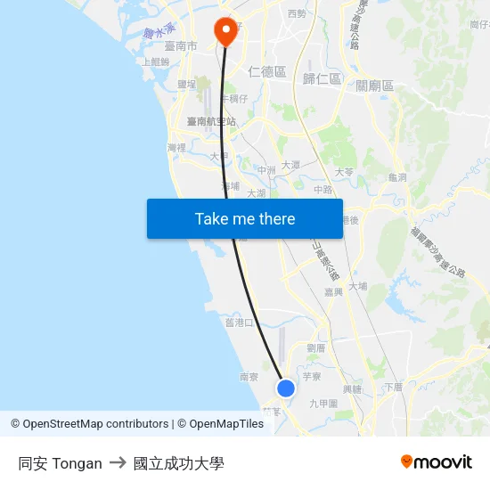 同安 Tongan to 國立成功大學 map