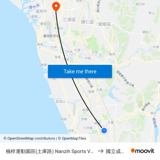 楠梓運動園區(土庫路) Nanzih Sports Venue(Tuku Rd.) to 國立成功大學 map
