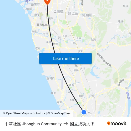 中華社區 Jhonghua Community to 國立成功大學 map