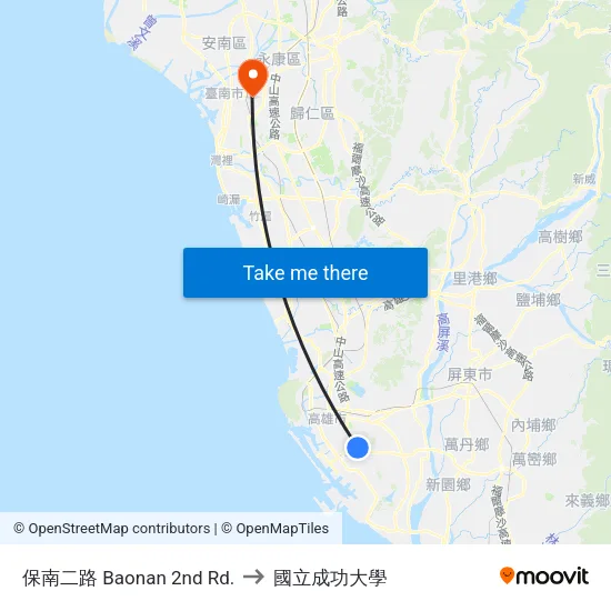 保南二路 Baonan 2nd Rd. to 國立成功大學 map