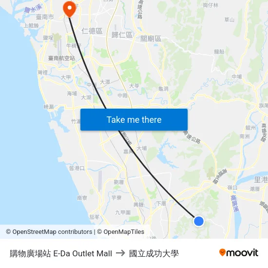 購物廣場站 E-Da Outlet Mall to 國立成功大學 map