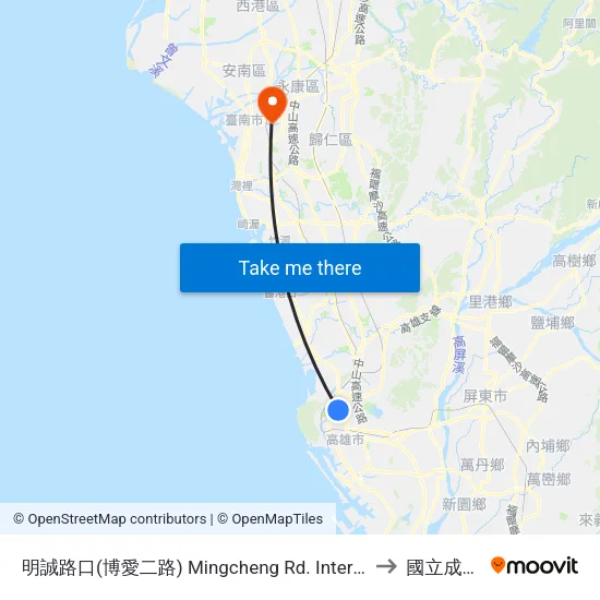 明誠路口(博愛二路) Mingcheng Rd. Intersection(Boai 2nd Rd.) to 國立成功大學 map