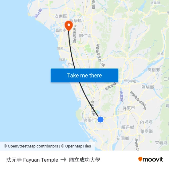 法元寺 Fayuan Temple to 國立成功大學 map