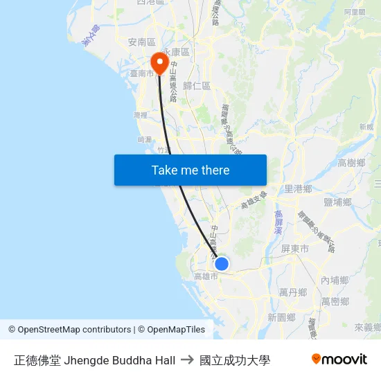 正德佛堂 Jhengde Buddha Hall to 國立成功大學 map