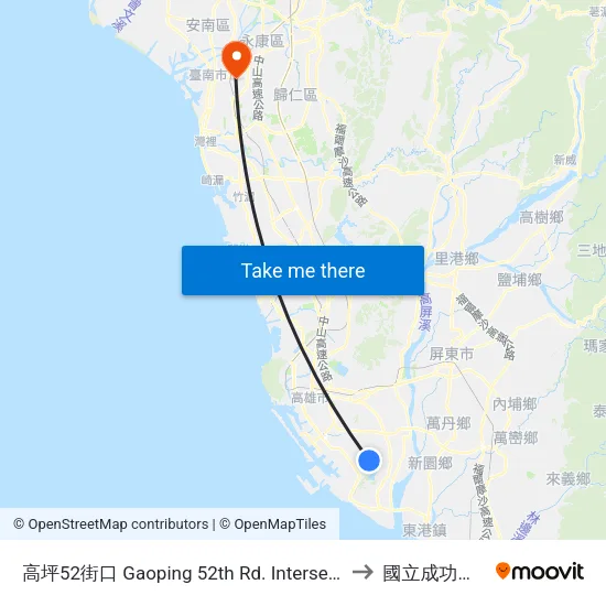 高坪52街口 Gaoping 52th Rd. Intersection to 國立成功大學 map
