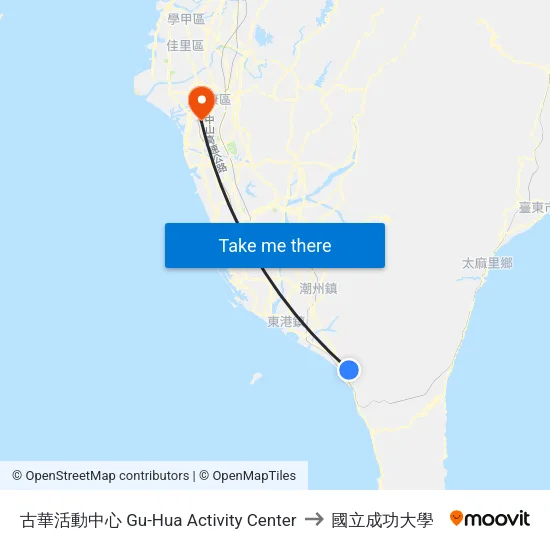 古華活動中心 Gu-Hua Activity Center to 國立成功大學 map