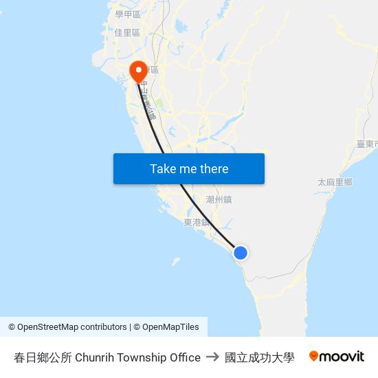 春日鄉公所 Chunrih Township Office to 國立成功大學 map
