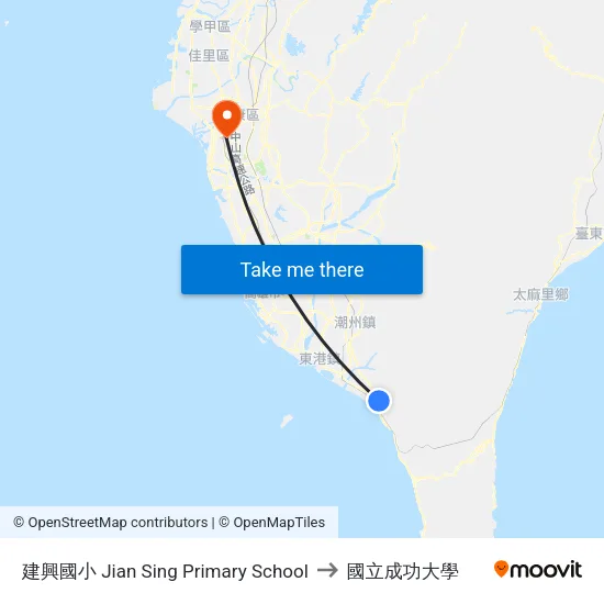 建興國小 Jian Sing Primary School to 國立成功大學 map