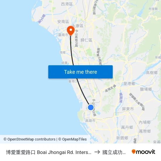 博愛重愛路口 Boai Jhongai Rd. Intersection to 國立成功大學 map