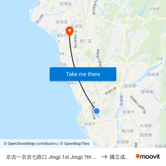 京吉一京吉七路口 Jingji 1st Jingji 7th Rd.Intersection to 國立成功大學 map