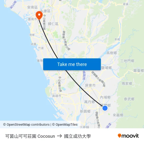 可茵山可可莊園 Cocosun to 國立成功大學 map