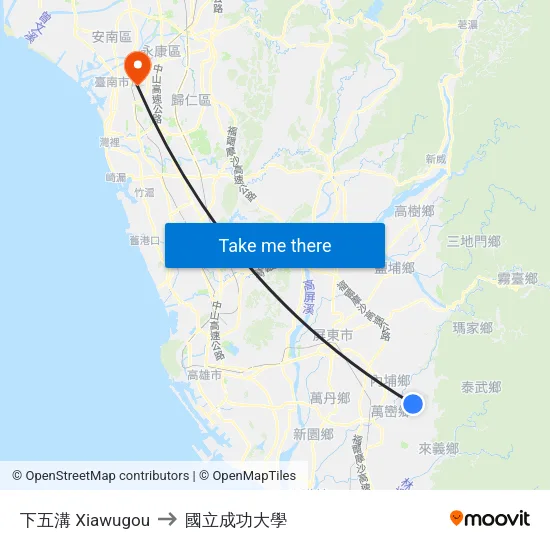 下五溝 Xiawugou to 國立成功大學 map