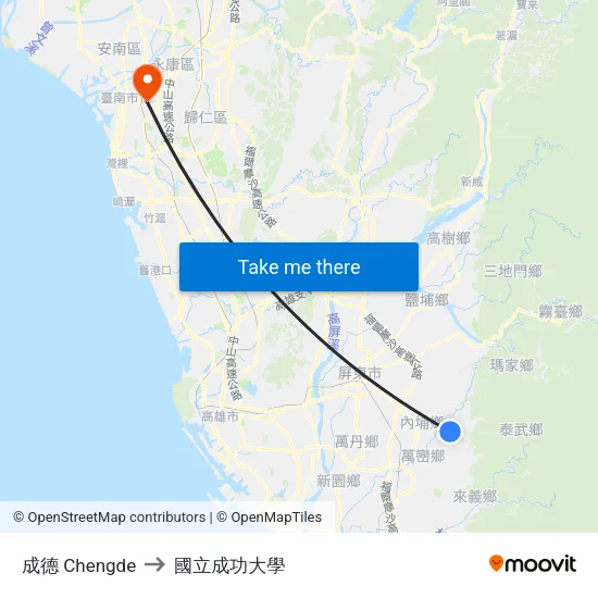 成德 Chengde to 國立成功大學 map