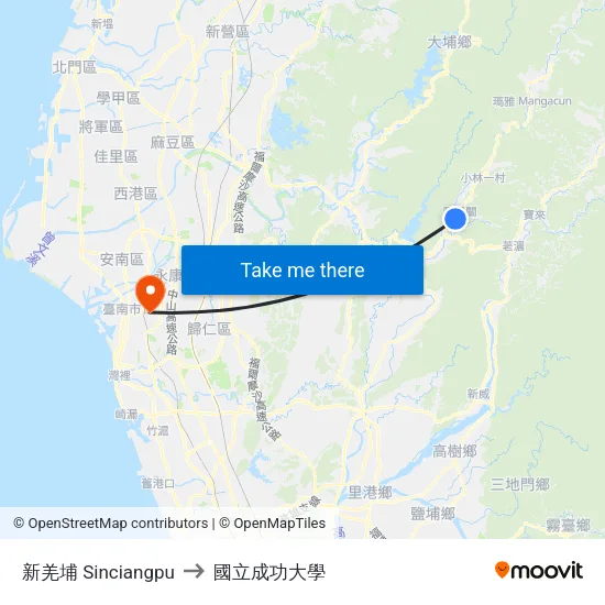 新羌埔 Sinciangpu to 國立成功大學 map