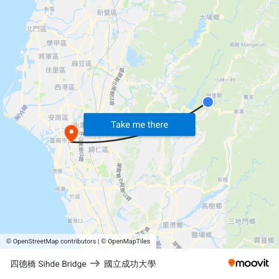 四德橋 Sihde Bridge to 國立成功大學 map