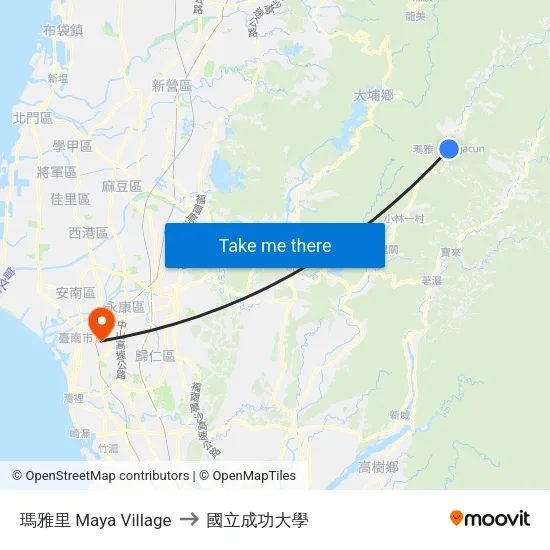 瑪雅里 Maya Village to 國立成功大學 map