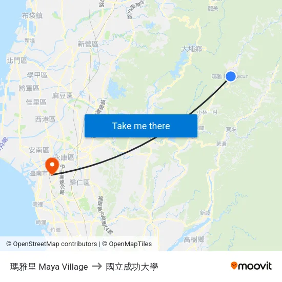 瑪雅里 Maya Village to 國立成功大學 map