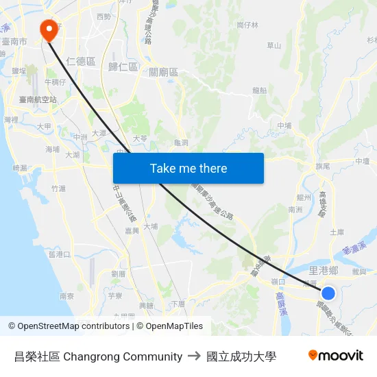 昌榮社區 Changrong Community to 國立成功大學 map