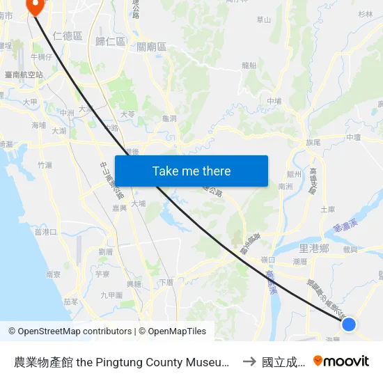 農業物產館 the Pingtung County Museum Of Agricultural Products to 國立成功大學 map