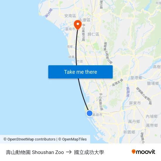 壽山動物園 Shoushan Zoo to 國立成功大學 map