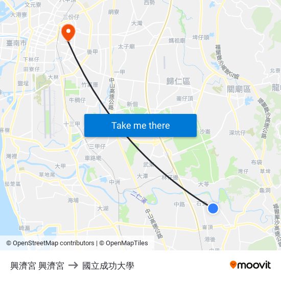 興濟宮 興濟宮 to 國立成功大學 map
