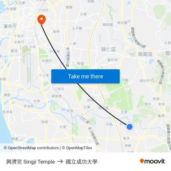 興濟宮 Singji Temple to 國立成功大學 map