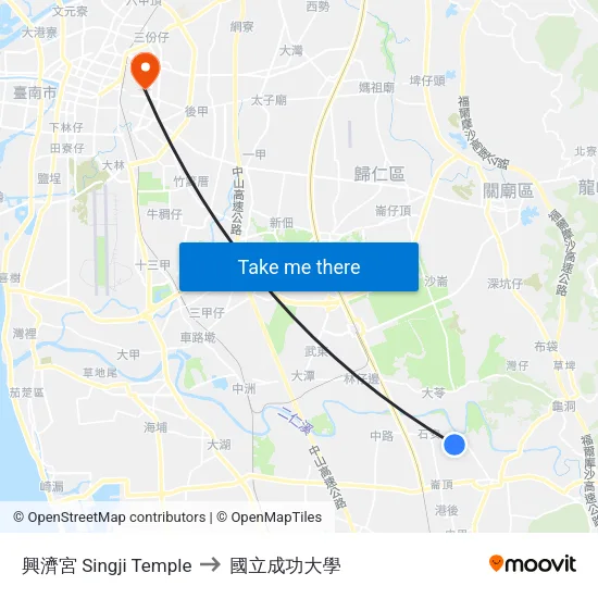 興濟宮 Singji Temple to 國立成功大學 map
