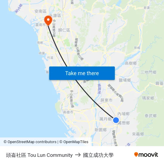 頭崙社區 Tou Lun Community to 國立成功大學 map