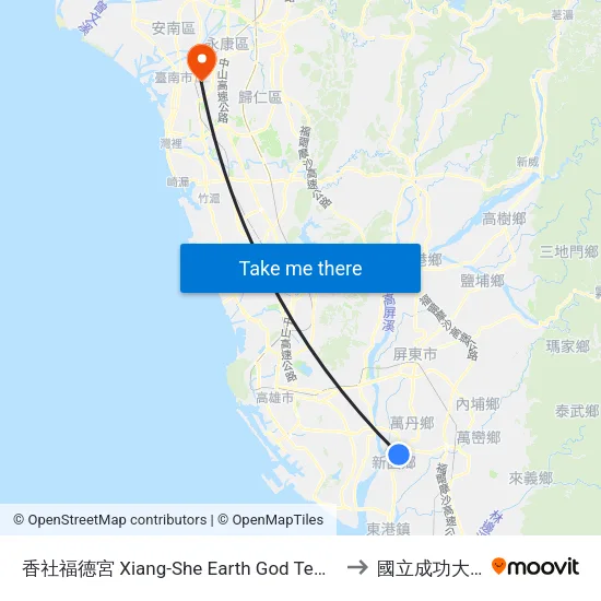 香社福德宮 Xiang-She Earth God Temple to 國立成功大學 map