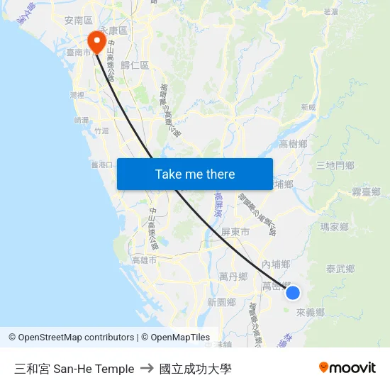 三和宮 San-He Temple to 國立成功大學 map