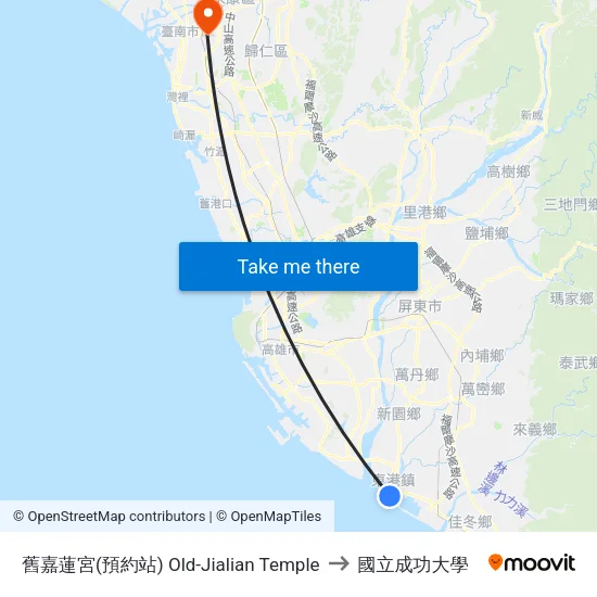舊嘉蓮宮(預約站) Old-Jialian Temple to 國立成功大學 map