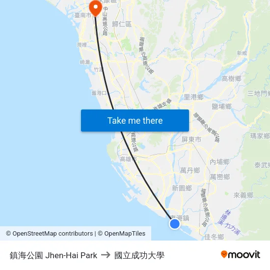 鎮海公園 Jhen-Hai Park to 國立成功大學 map