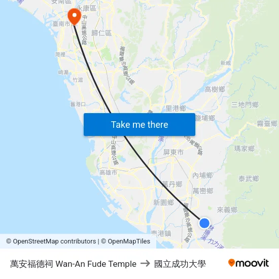 萬安福德祠 Wan-An Fude Temple to 國立成功大學 map