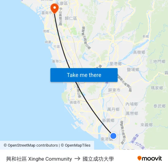 興和社區 Xinghe Community to 國立成功大學 map