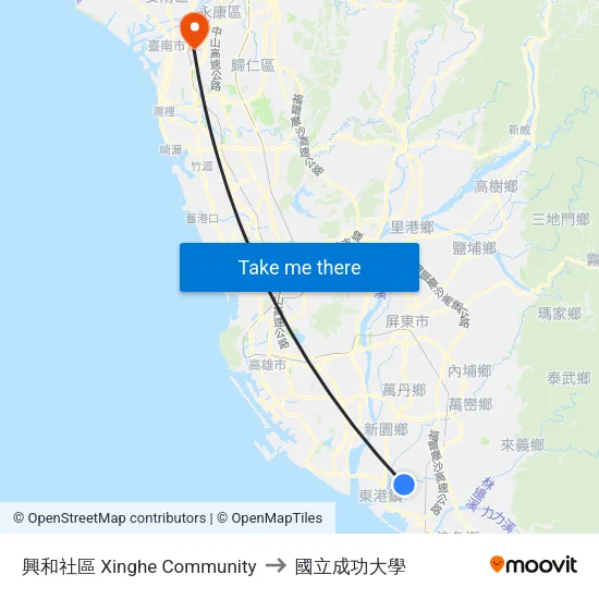 興和社區 Xinghe Community to 國立成功大學 map