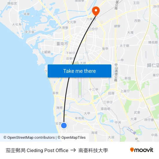 茄萣郵局 Cieding Post Office to 南臺科技大學 map
