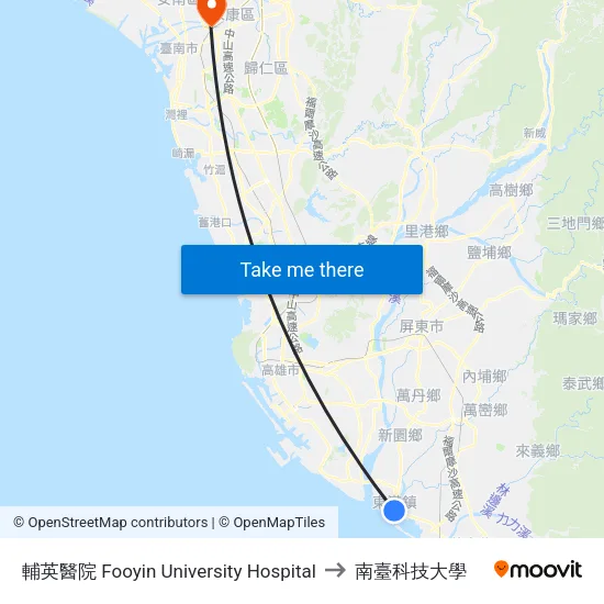 輔英醫院 Fooyin University Hospital to 南臺科技大學 map
