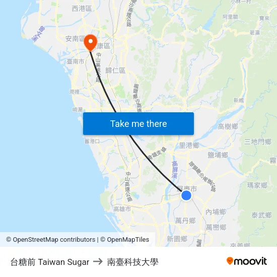 台糖前 Taiwan Sugar to 南臺科技大學 map