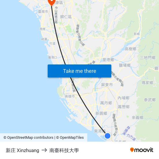 新庄 Xinzhuang to 南臺科技大學 map