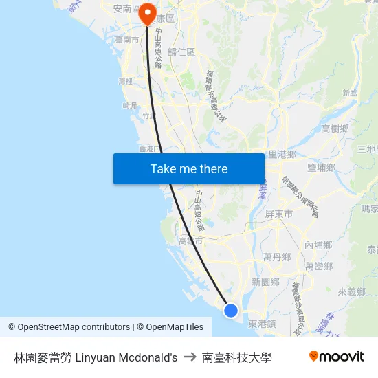 林園麥當勞 Linyuan Mcdonald's to 南臺科技大學 map