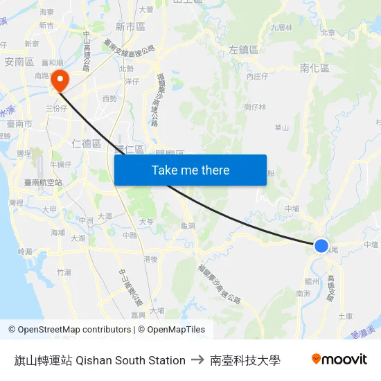旗山轉運站 Qishan South Station to 南臺科技大學 map