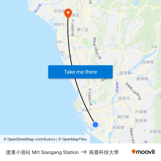 捷運小港站 Mrt Siaogang Station to 南臺科技大學 map