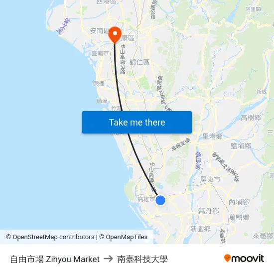 自由市場 Zihyou Market to 南臺科技大學 map