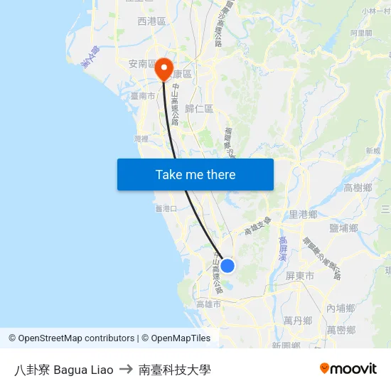 八卦寮 Bagua Liao to 南臺科技大學 map