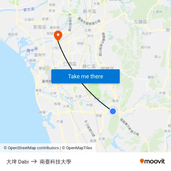 大埤 Dabi to 南臺科技大學 map