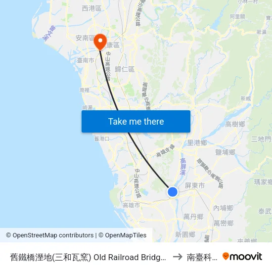 舊鐵橋溼地(三和瓦窯) Old Railroad Bridge Wetland(San-He Tile Kiln) to 南臺科技大學 map