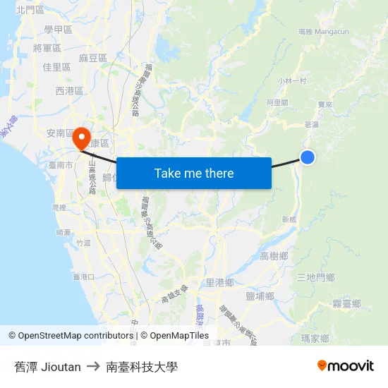 舊潭 Jioutan to 南臺科技大學 map