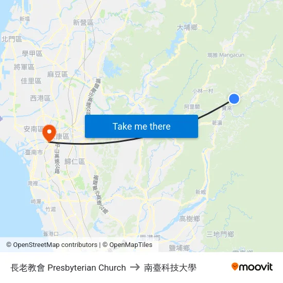 長老教會 Presbyterian Church to 南臺科技大學 map
